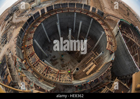 Construction de l'usine de traitement des eaux usées de As-Samra à Aqaba, Jordanie. Banque D'Images