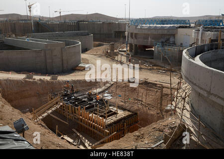 Construction de l'usine de traitement des eaux usées de As-Samra à Aqaba, Jordanie. Banque D'Images