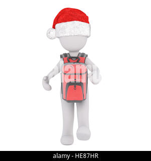 Toon 3d full body in Santa hat et gilet ou preserver sur fond blanc Banque D'Images