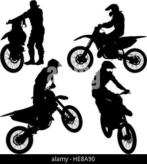 Jeu de motocross 1900 silhouettes, Vector illustration Illustration de Vecteur