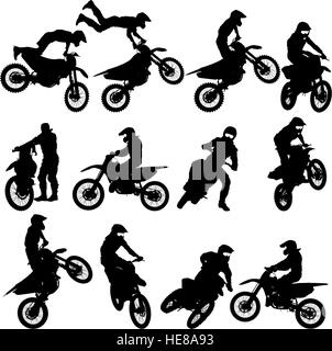 Jeu de motocross 1900 silhouettes, Vector illustration Illustration de Vecteur