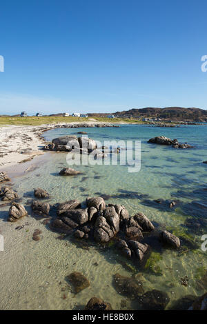 Isle of Mull Ecosse belle plage à Fidden écossais près de Iona le sable blanc mer bleu clair Banque D'Images