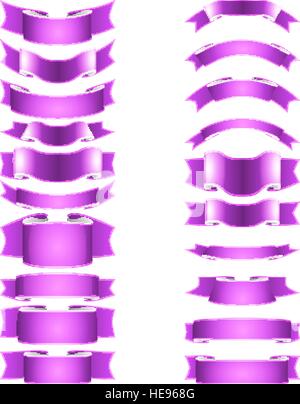 Rubans de satin de couleur isolées vector set - violet Illustration de Vecteur