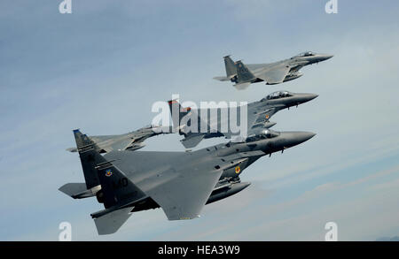 Plus de NEW YORK - un six-navires formation de F-15C Eagle et F-15E Strike Eagles fly plus de droits Photographie de New York le 13 octobre. Le sergent-chef. Kevin J. Gruenwald) Banque D'Images