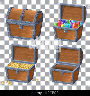 Jeu de coffre en bois Illustration de Vecteur