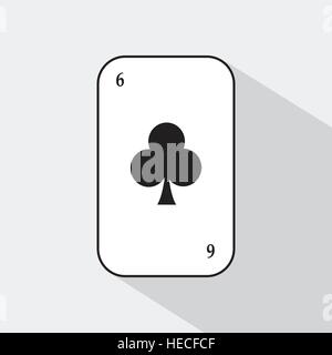 Carte de poker. SIX CLUB. fond blanc pour être facilement séparables. icône illustration image utilisée pour l'impression, site web, tissus, décoration, design, etc. Illustration de Vecteur