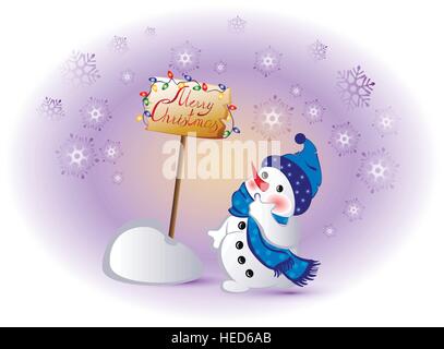 Drôle de bonhomme de neige pour les vacances d'hiver. Vœux de Noël. EPS10 vector illustration Illustration de Vecteur