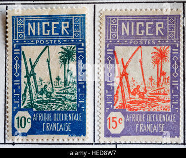 L'Afrique coloniale française de timbres du Niger Banque D'Images
