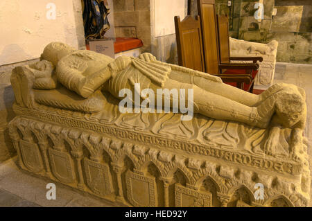 Monfero'abbaye du 12e siècle, tombeau de Don Nuño Freire de Andrade, province de La Corogne, une région de Galice, Espagne, Europe Banque D'Images