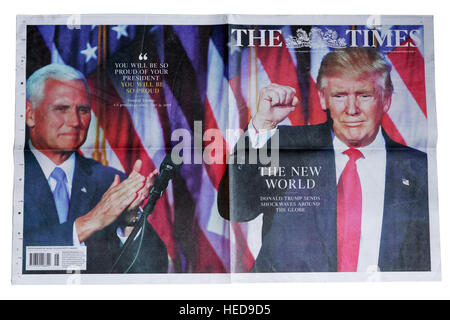 La première page de 10 fois en novembre 2016 portant sur l'élection de Donald Trump, en tant que Président des Etats-Unis Banque D'Images