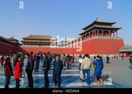 Pékin : la Cité Interdite (palais impérial) ; midi gate, Beijing, Chine Banque D'Images