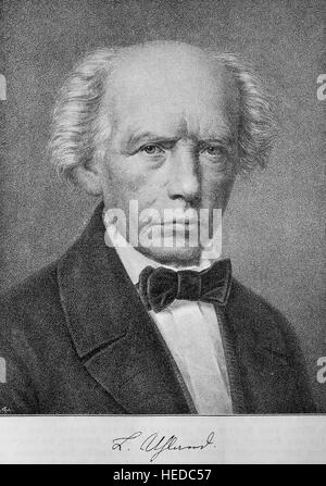 Johann Ludwig Uhland, 1787-1862, un poète allemand, philologue et historien, à partir d'une gravure sur bois de 1880, l'amélioration numérique Banque D'Images