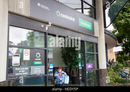 Bien-être du gouvernement australien Centrelink et l'assurance-maladie pour les remboursements de santé, bureau de Sydney, Australie Banque D'Images