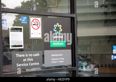 Bien-être du gouvernement australien Centrelink et l'assurance-maladie pour les remboursements de santé, bureau de Sydney, Australie Banque D'Images