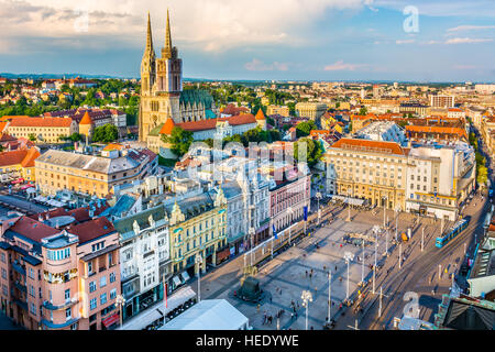 Vue aérienne sur la ville de Zagreb, Croatie. Banque D'Images