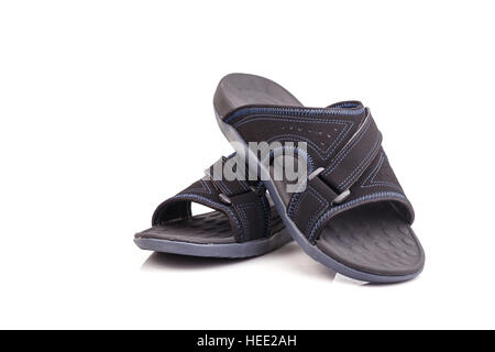 Nouveau noir, sandales pour hommes isolé sur fond blanc Banque D'Images