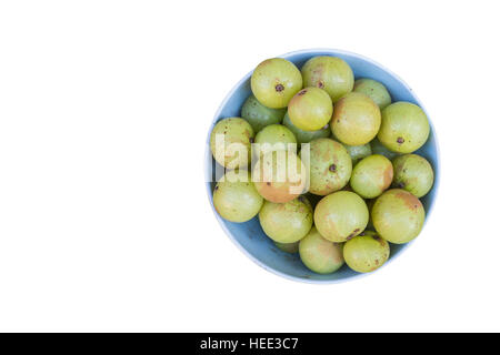 Vue supérieure de la groseille verte locale thaïlandaise fruits au marché de Chiang Mai, Thaïlande Banque D'Images