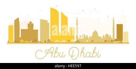 Abu Dhabi City skyline silhouette d'or. Vector illustration. Concept simple pour le tourisme présentation, bannière, un placard ou un site web. Illustration de Vecteur