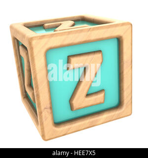 3d illustration de cube avec panneau 'z' sur elle Banque D'Images