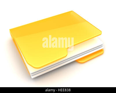 3d illustration de dossier jaune sur fond blanc Banque D'Images