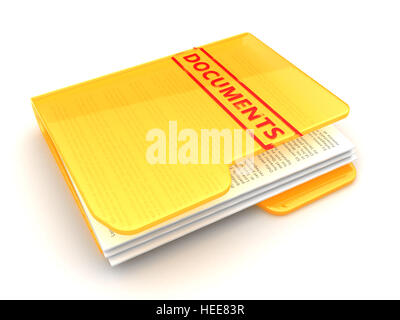 3d illustration de dossier documents sur fond blanc Banque D'Images