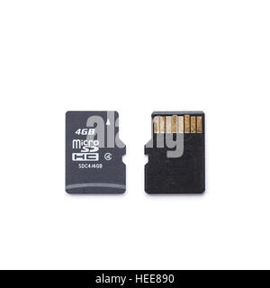 Close up black micro-cartes mémoire isolé sur fond blanc Banque D'Images