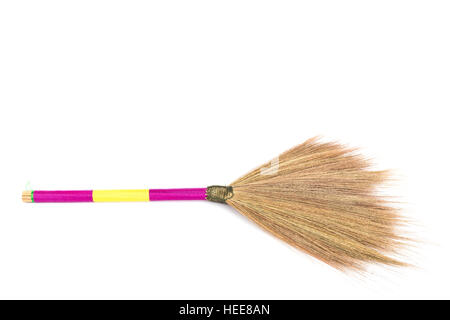 Close up new broom grass isolated on white background Banque D'Images