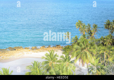 Vue aérienne d'une belle plage avec de l'eau bleu de la mer et de la côte de sable. PB DE João Pessoa, Brésil. Banque D'Images