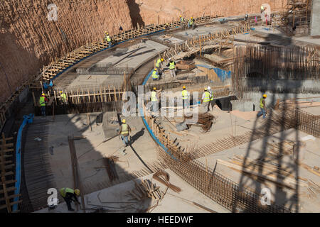Construction de l'usine de traitement des eaux usées de As-Samra à Aqaba, Jordanie. Banque D'Images