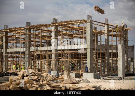 Construction de l'usine de traitement des eaux usées de As-Samra à Aqaba, Jordanie. Banque D'Images