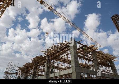 Construction de l'usine de traitement des eaux usées de As-Samra à Aqaba, Jordanie. Banque D'Images