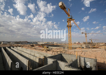 Construction de l'usine de traitement des eaux usées de As-Samra à Aqaba, Jordanie. Banque D'Images
