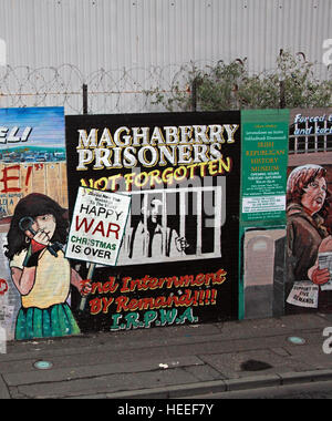 Belfast Falls Rd fresque républicaine- prisonniers Maghaberry pas oublié l'internement provisoire par LRPWA Banque D'Images