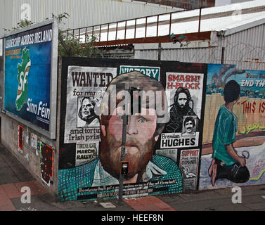 Belfast Falls Rd fresque républicaine Smash- H-Block Brendan Hughes prisonniers irlandais Banque D'Images