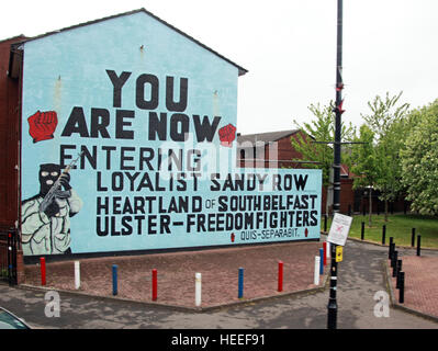Syndicaliste, mural - vous entrez maintenant dans la ligne de sable de fidélisation. Cœur du sud de Belfast, Ulster Freedom Fighters, UFF Banque D'Images