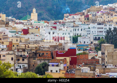 Vue de la ville, Moulay Idriss, Maroc Banque D'Images