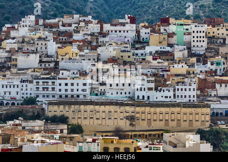 Vue de la ville, Moulay Idriss, Maroc Banque D'Images