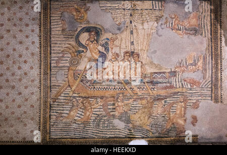 Le voyage de Vénus, mosaïque romaine de Volubilis, Musée des arts marocains et des antiquités, Tanger, Maroc Banque D'Images