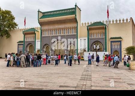 Dar El Makhzen, Royal Palace gates, Fes, Maroc Banque D'Images