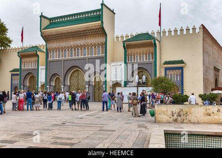 Dar El Makhzen, Royal Palace gates, Fes, Maroc Banque D'Images