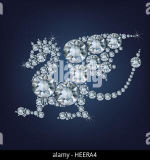 Bonne année 2024 carte de vœux créatifs avec Dragon composé d'un lot de diamants Illustration de Vecteur
