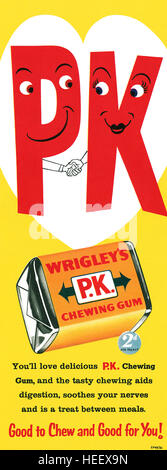 1956 La publicité pour Wrigley's P.K. Chewing-gum Banque D'Images