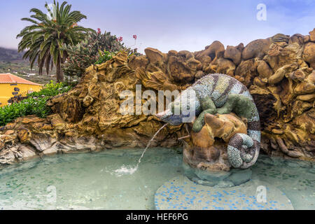 Plaza La Glorieta, fontaine, Las Manchas, La Palma, Canary Islands, Spain Banque D'Images