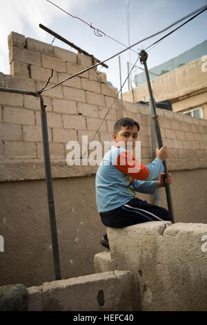 Enfant réfugié à Aqaba, Jordanie. Banque D'Images