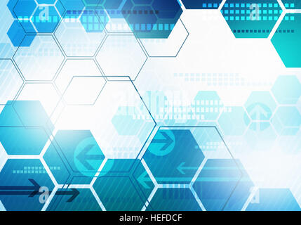 Image numérique à rayures hexagonale avec la flèche arrière-plan de technologie d'entreprise et des graphiques Banque D'Images