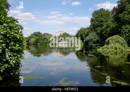 Vue générale prise sur une belle journée d'été à St James Park, Londres Banque D'Images