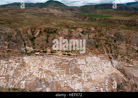Vue générale de la Vallée Sacrée près de Cuzco depuis les mines de sel de Maras. La Vallée Sacrée des Incas ou la vallée de l'Urubamba est une vallée de la Une Banque D'Images