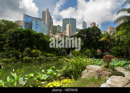 Le Parc de Hong Kong, Hong Kong, Chine. Le Hong Kong Park est un parc public à côté de Cotton Tree Drive à Central, Hong Kong. Il couvre une superficie de 80 000 m² Banque D'Images