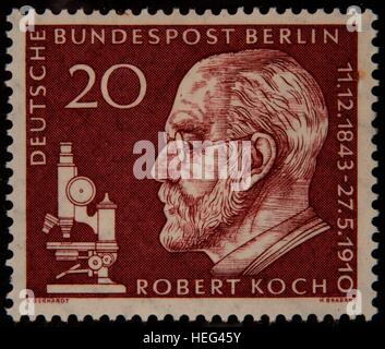 Robert Koch, médecin allemand, portrait sur 1960 timbre Allemand Banque D'Images