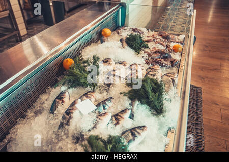 Sur la glace délicieux de fruits de mer Banque D'Images